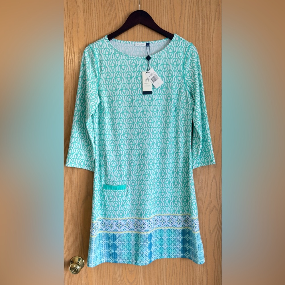 Cabana Life| SZ Large | Coastal Cottage Dress | 3/4 Sleeve UPF 50+ Pocket | NWT